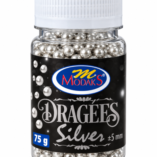 Silver Dragées 75 g Medium (5 mm)